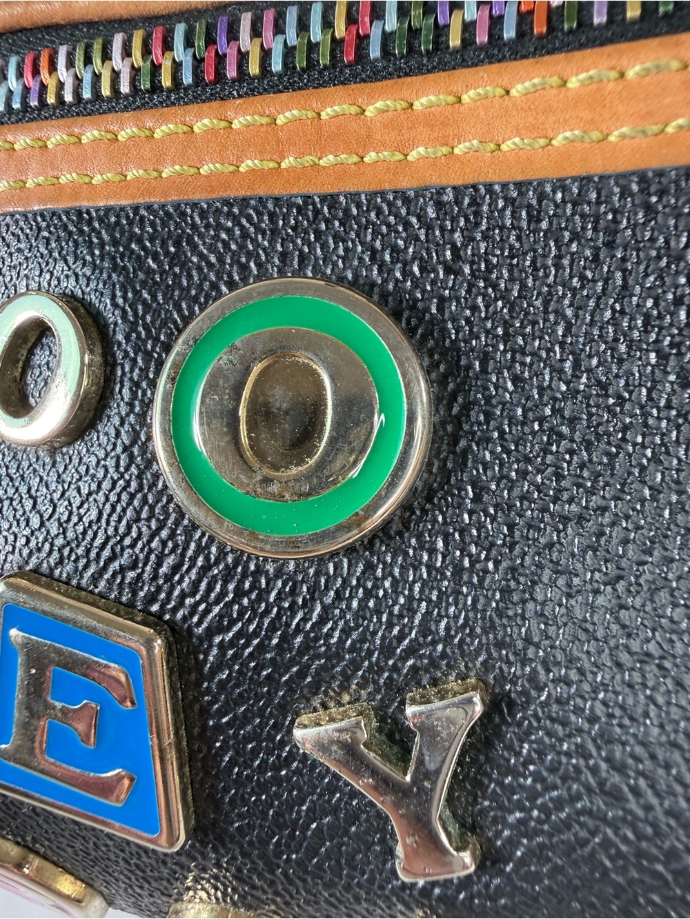 Vintage Y2K Dooney & Bourke Lindsay Lohan Alphabet Charm Leather Shoulder Bag - Picture 5 of 16
